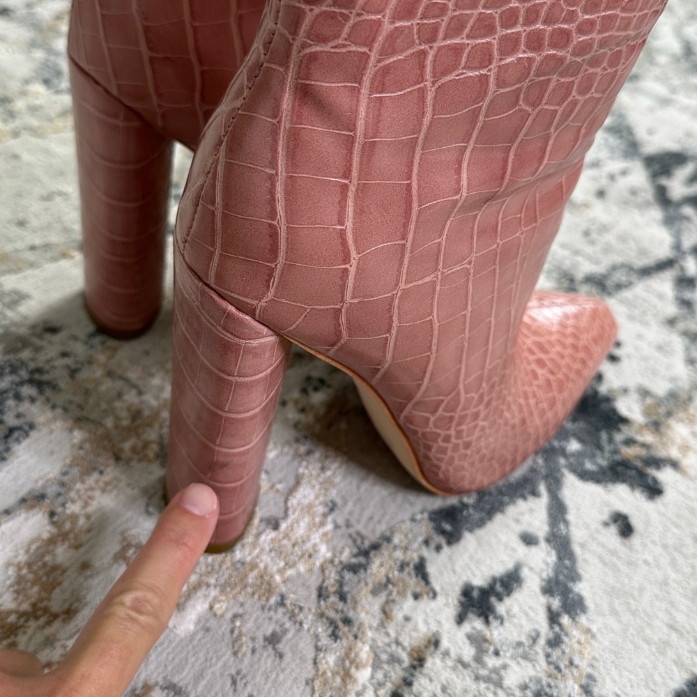 SIMMI pink Crocodile Embossed blocked Healed Calf Height Boots size 7 - Picture 13 of 14